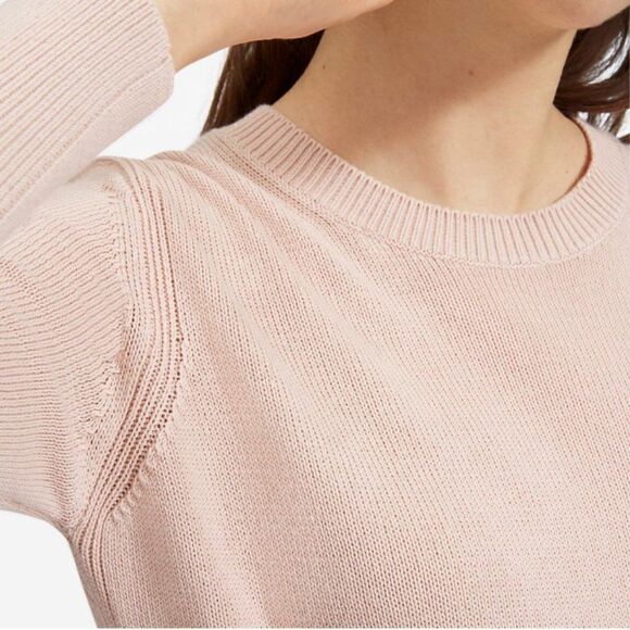Everlane Womens Soft Cotton Crew Light Pink Knit Lightweight Sweater Sz M - Picture 3 of 9